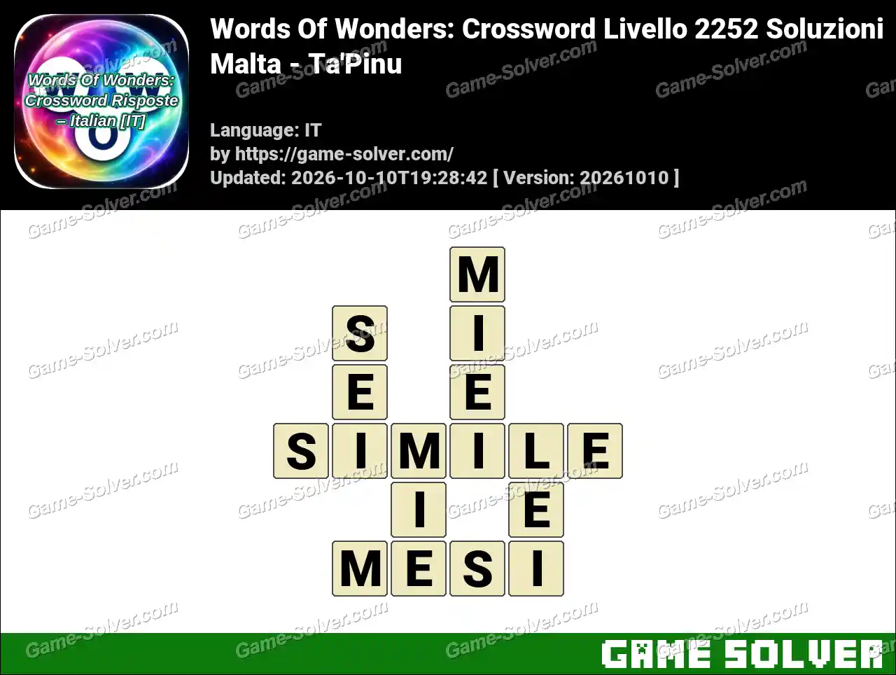Words Of Wonders: Crossword Livello 2252 Soluzioni – Malta – Ta’Pinu